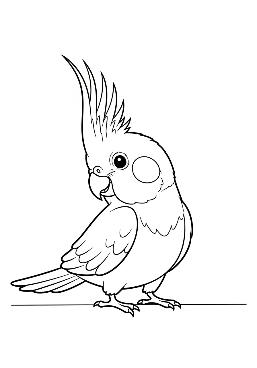 Dancing Cockatiel Coloring Page