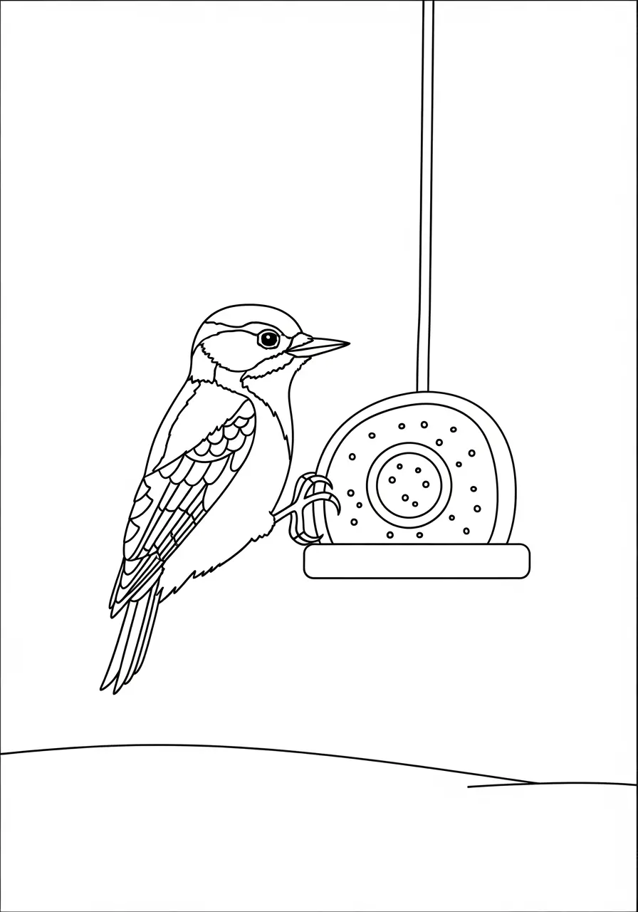 Downy Woodpecker Coloring Page