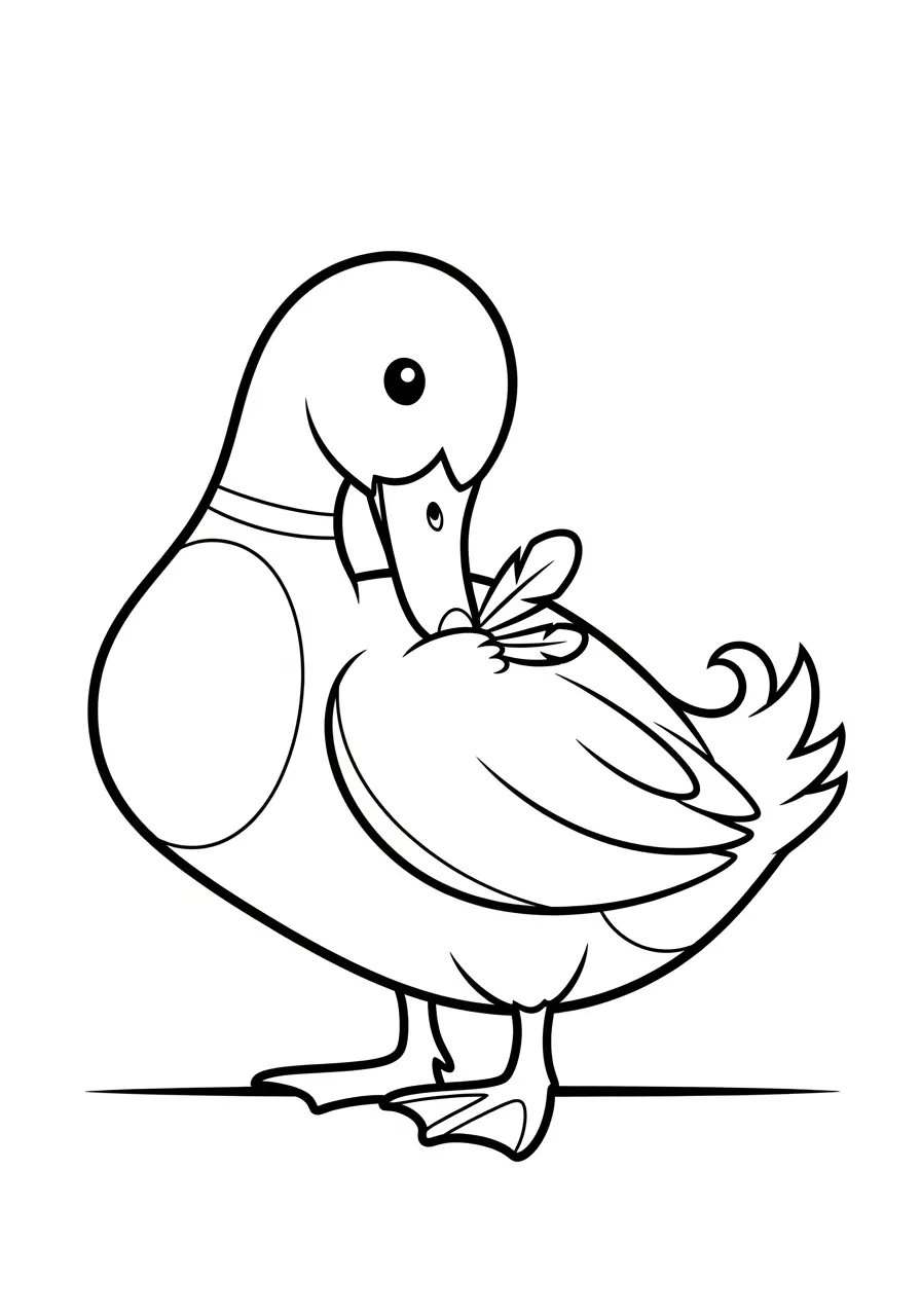 Duck Preening Coloring Page