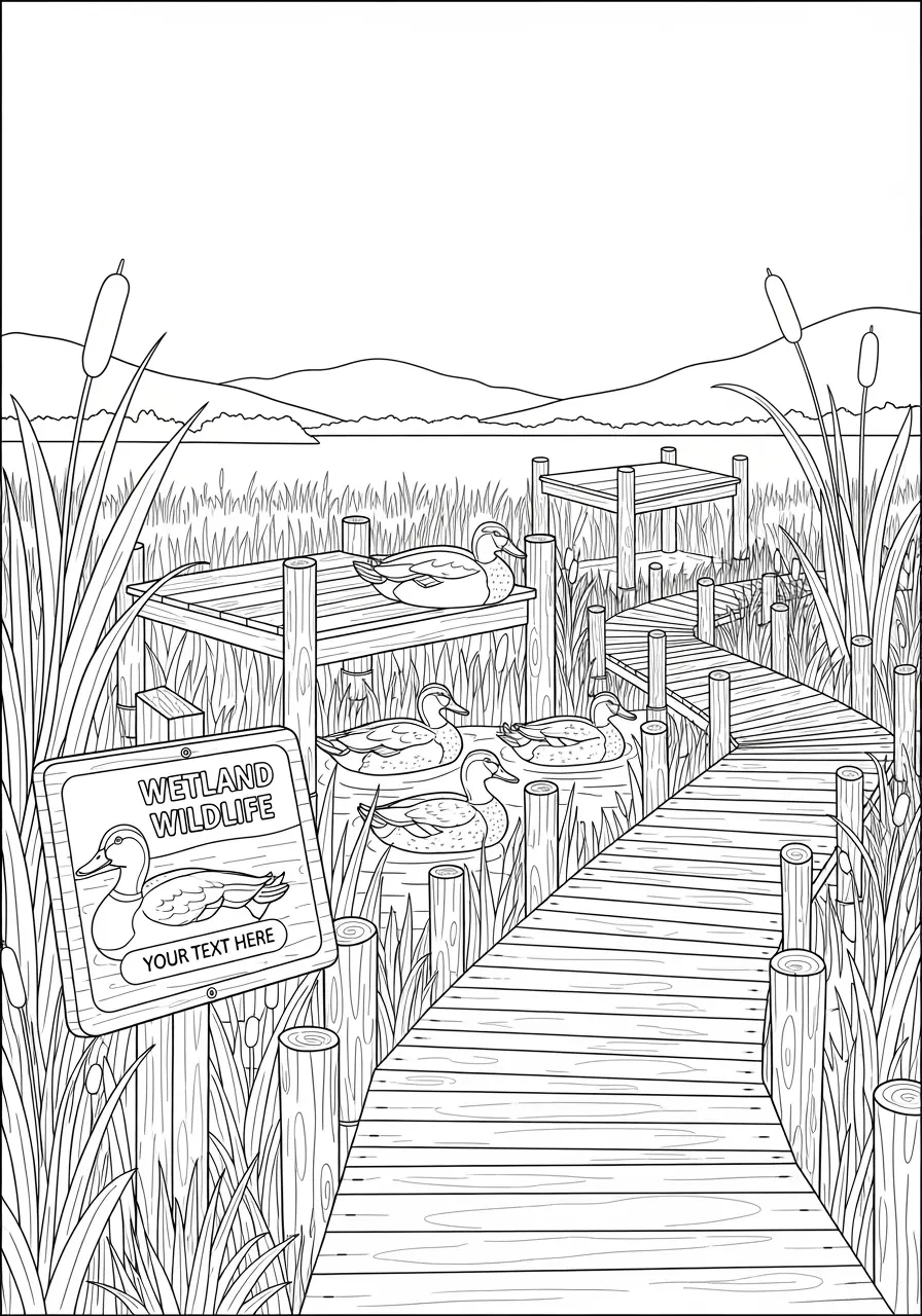 Duck Wildlife Sanctuary Coloring Page