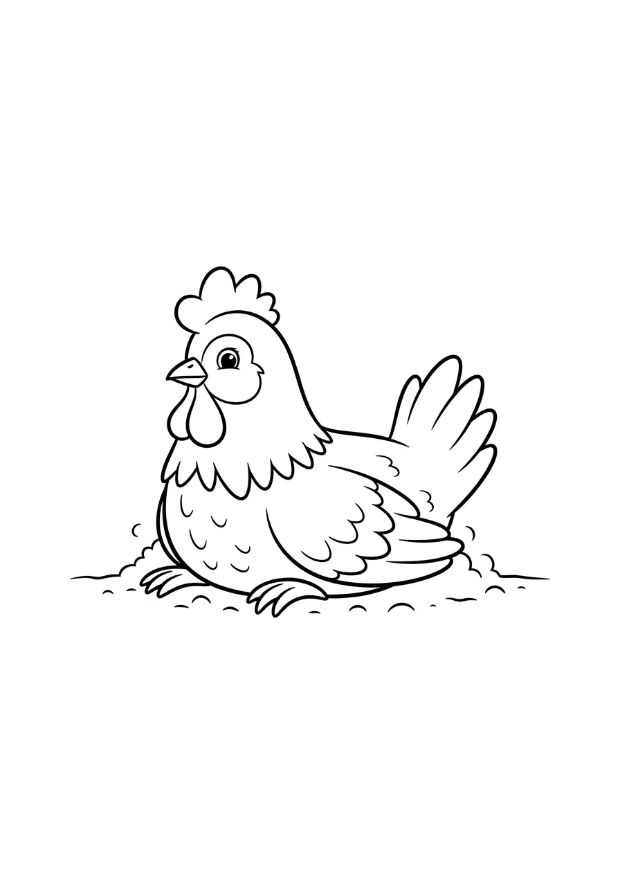 Dust Bath Chicken Coloring Page