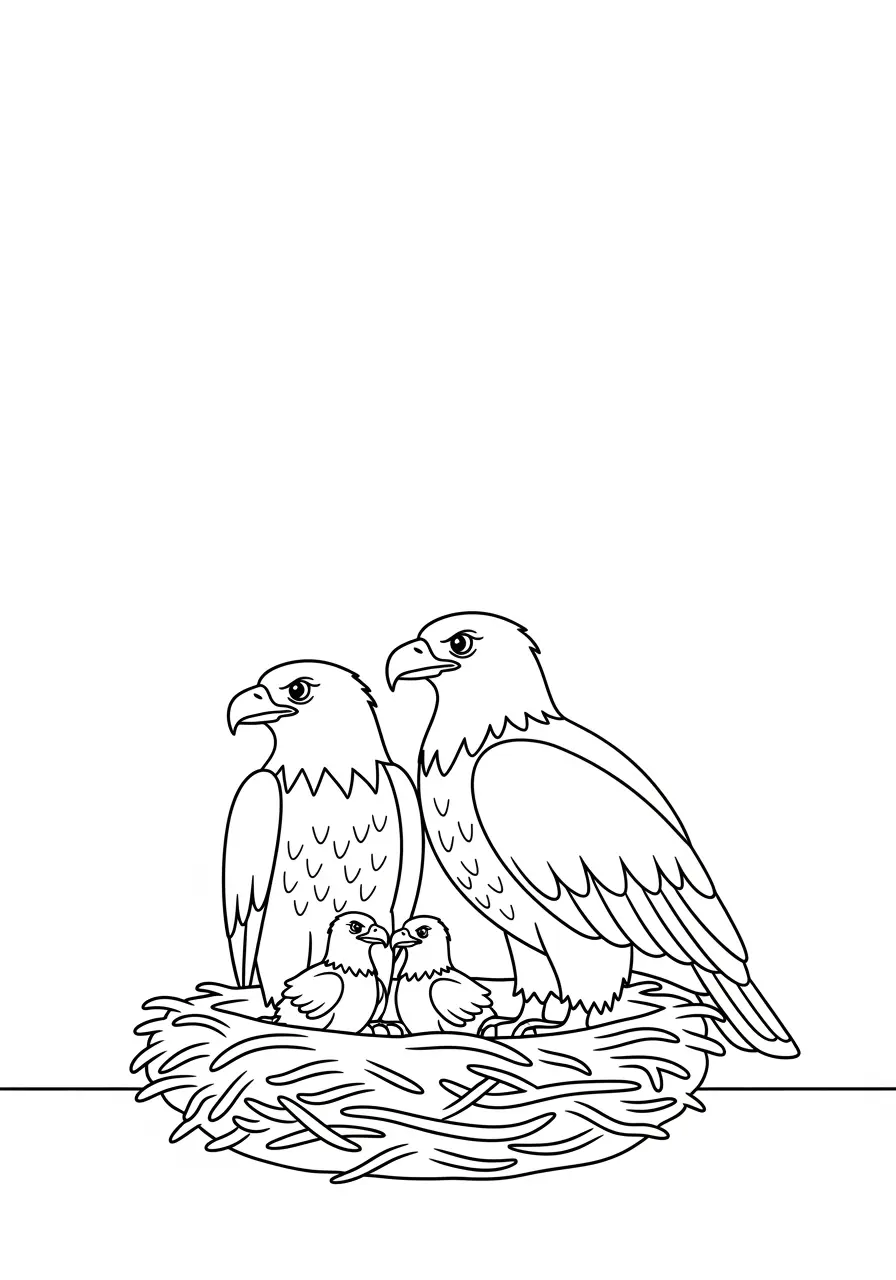 Eagle Family Coloring Page