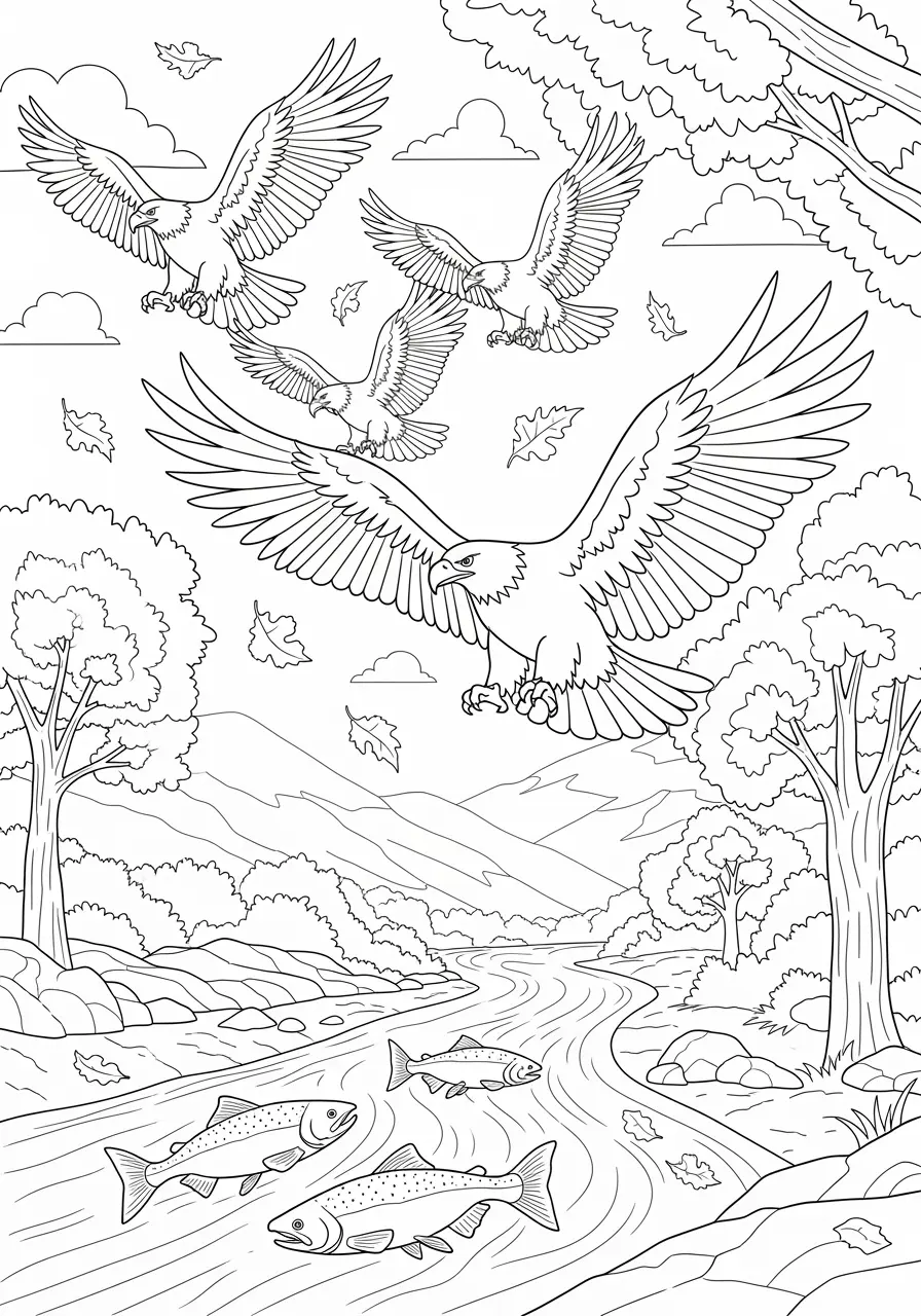 Eagle Migration Coloring Page
