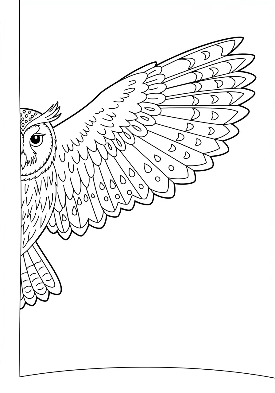 Eulen-Feder-Ausmalbild