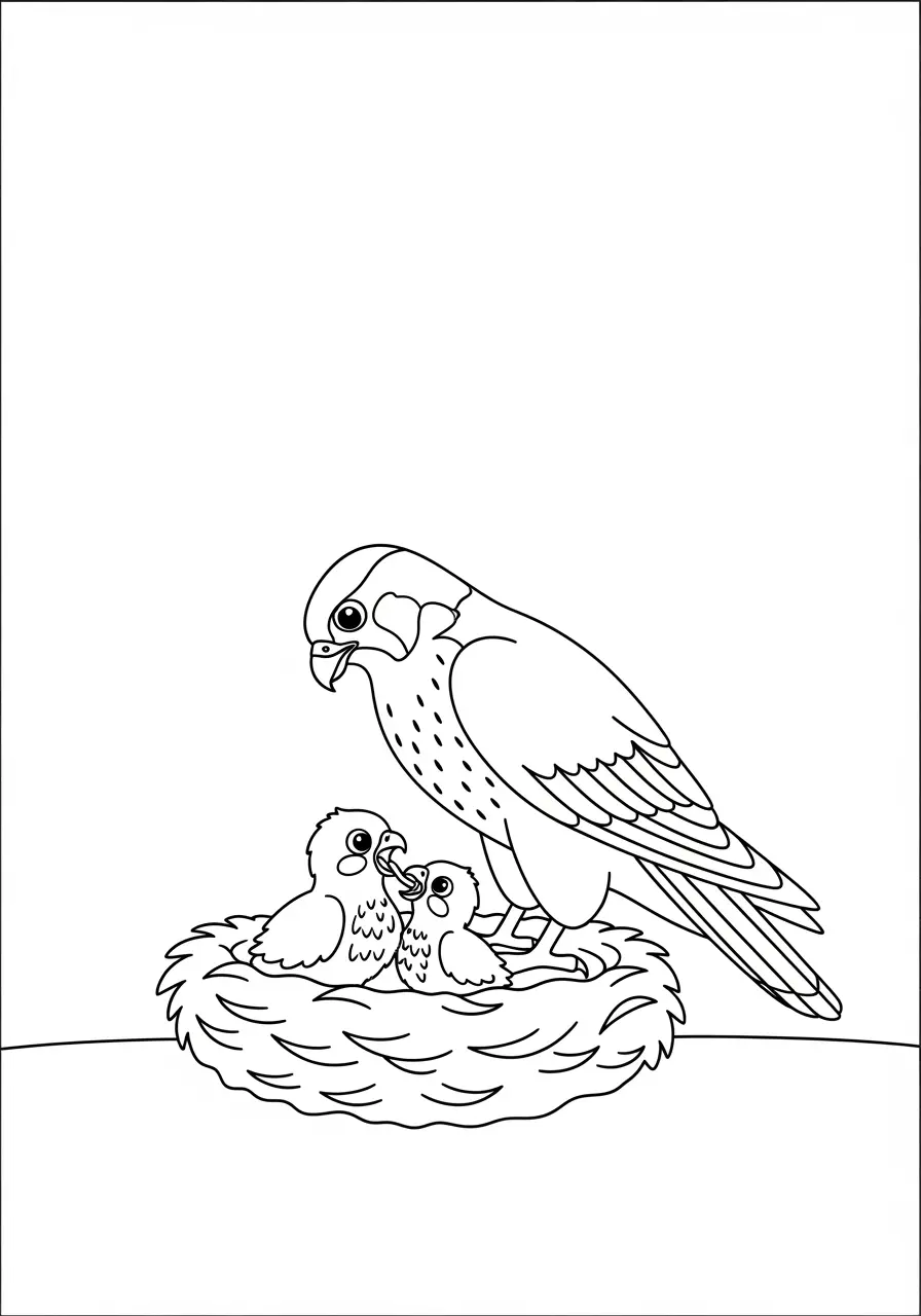 Falcon Family Coloring Page