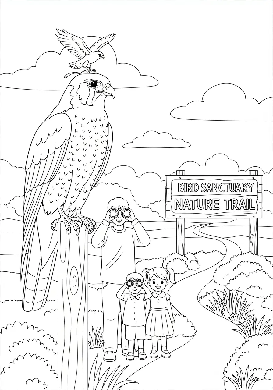 Falken-Vogelbeobachtung-Ausmalbild