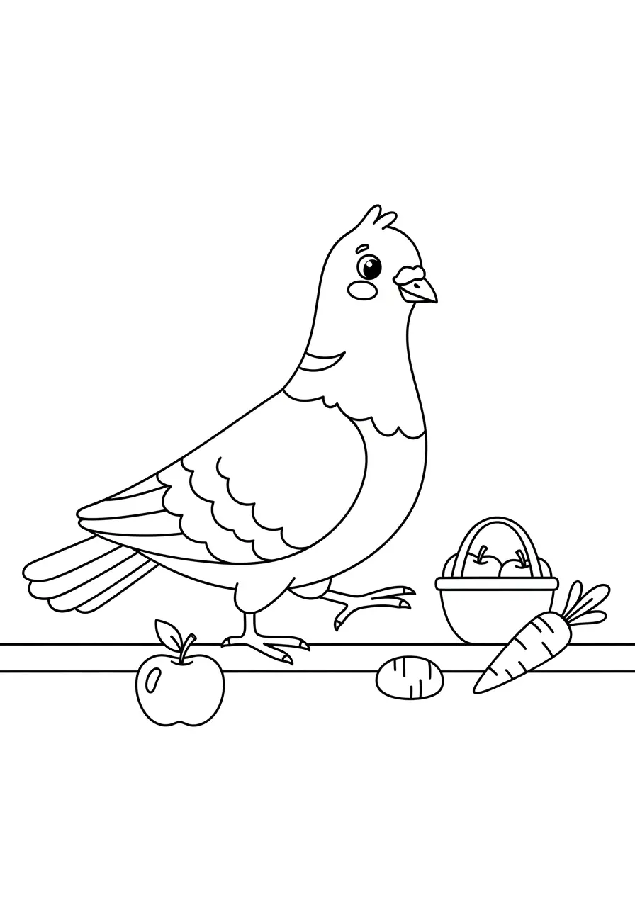 Farmers Market Pigeon Coloring Page