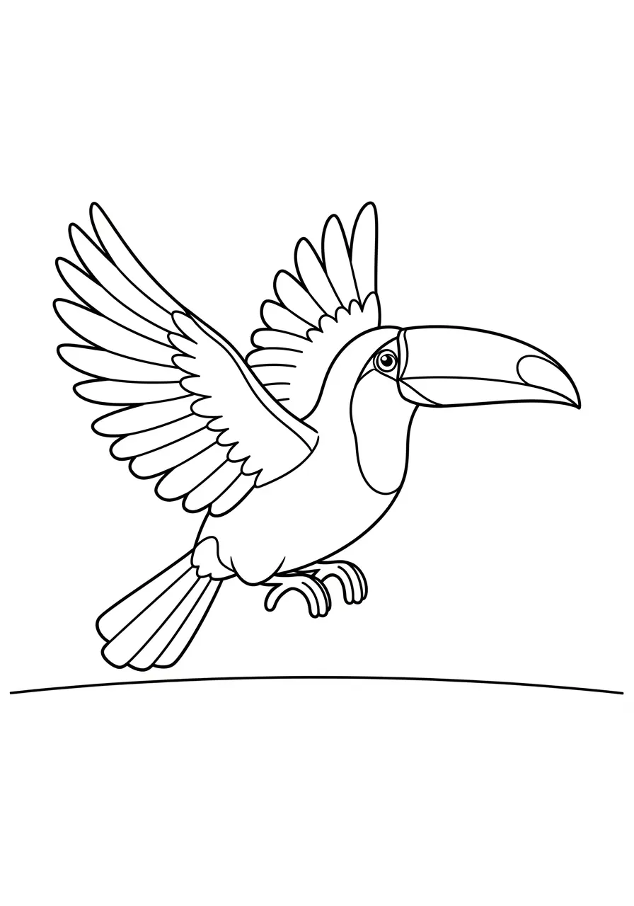 Fliegendes Tukan-Ausmalbild