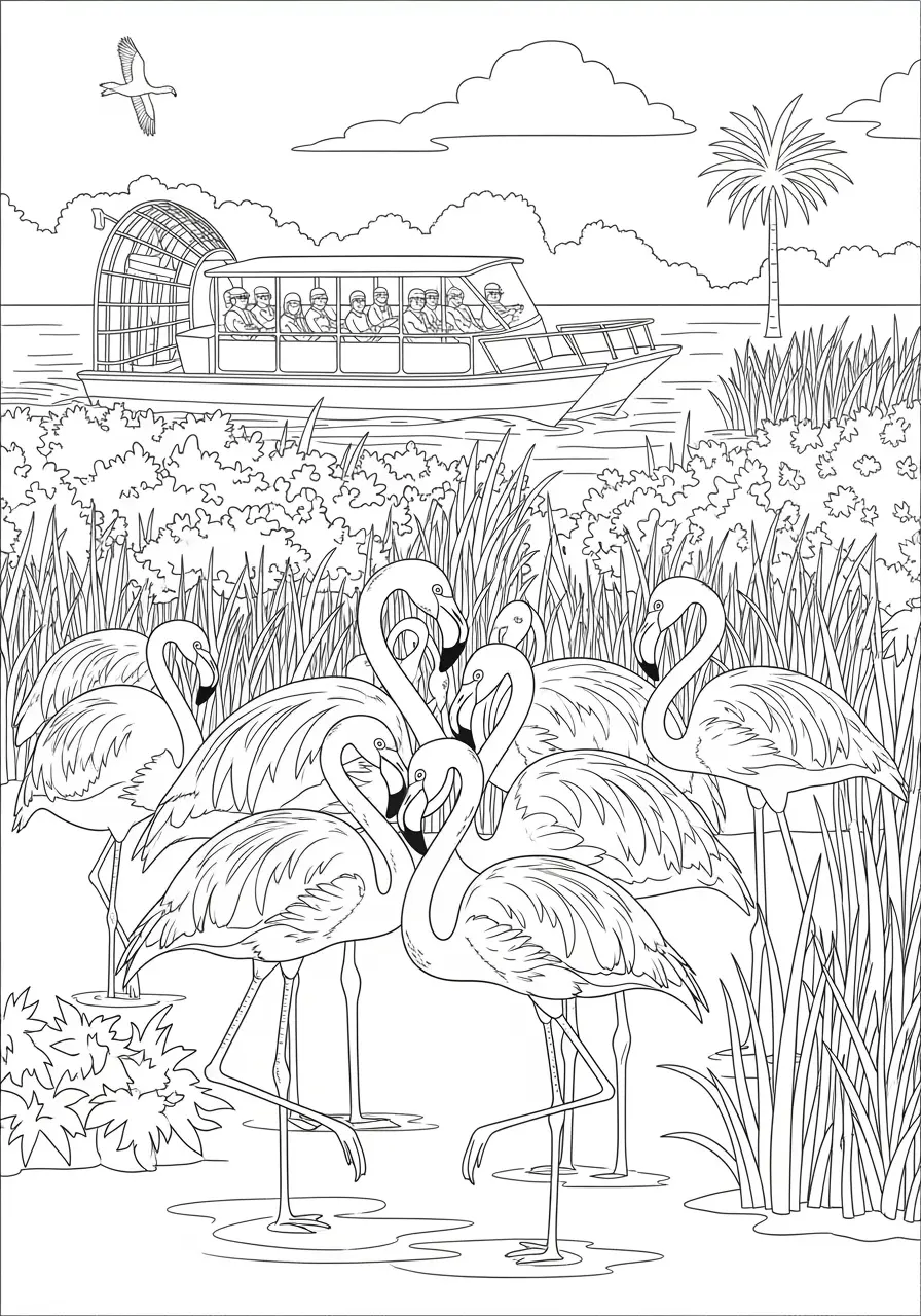 Florida Flamingo Coloring Page