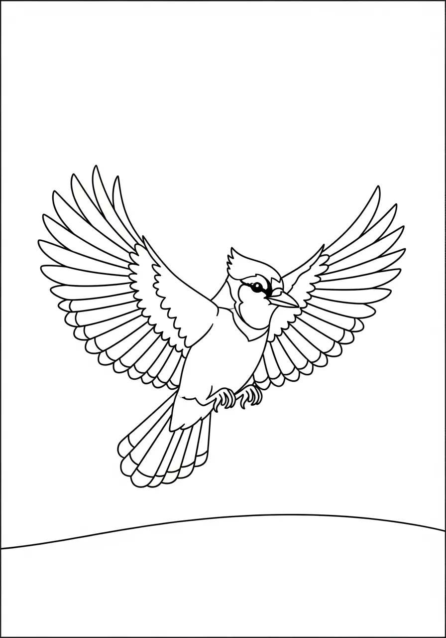 Flying Blue Jay Coloring Page