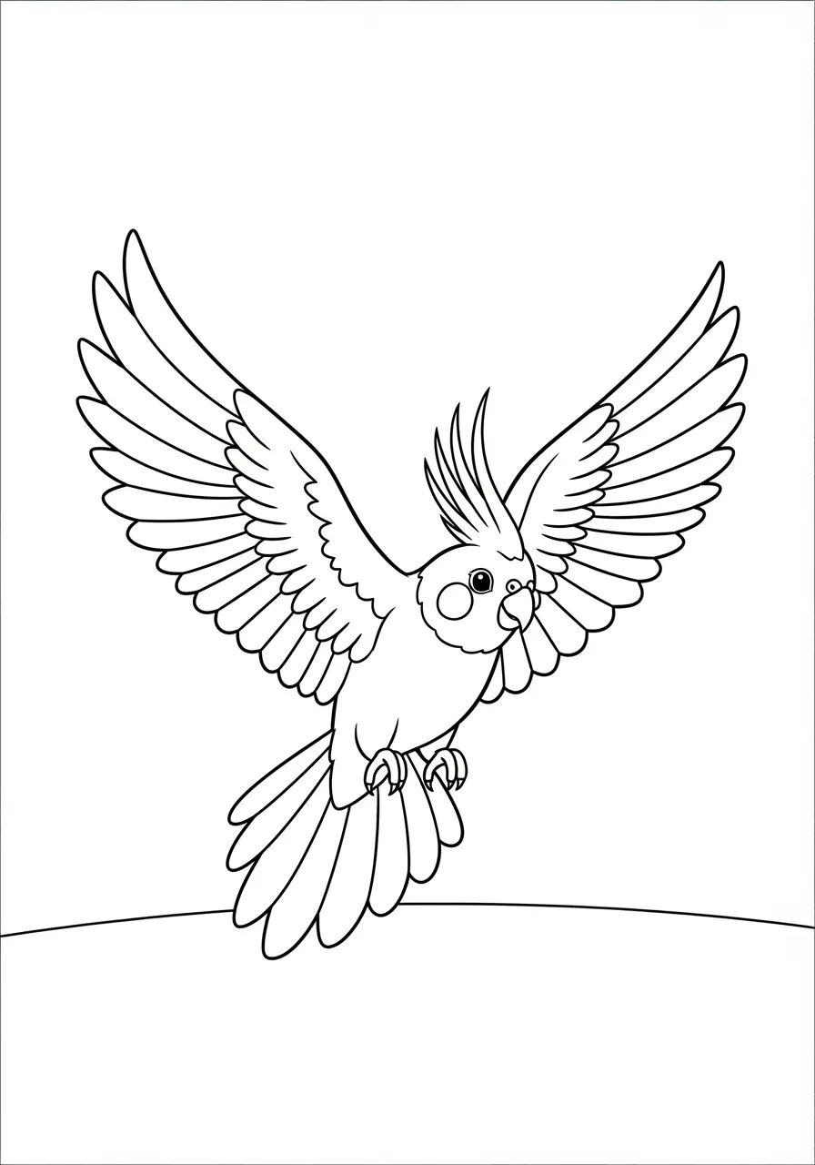 Flying Cockatiel Coloring Page
