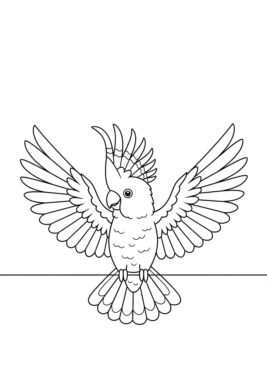 Flying Cockatoo Coloring Page