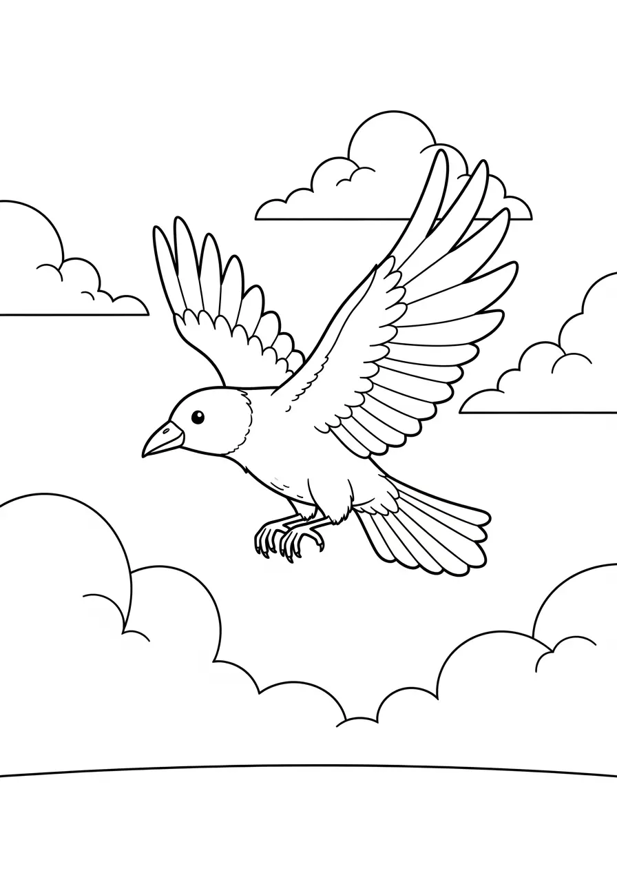 Flying Crow Coloring Page