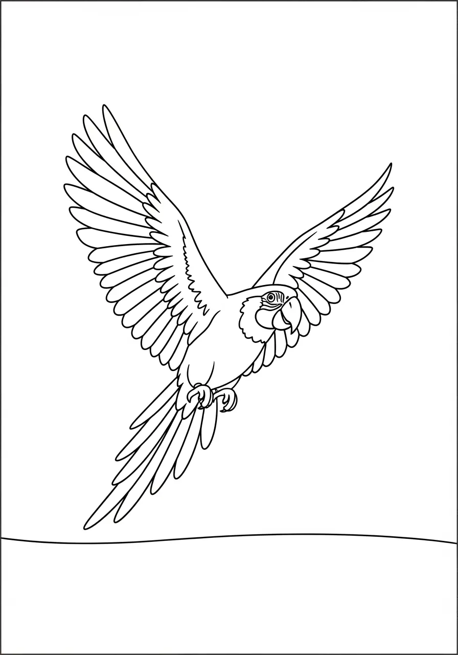 Flying Macaw Coloring Page