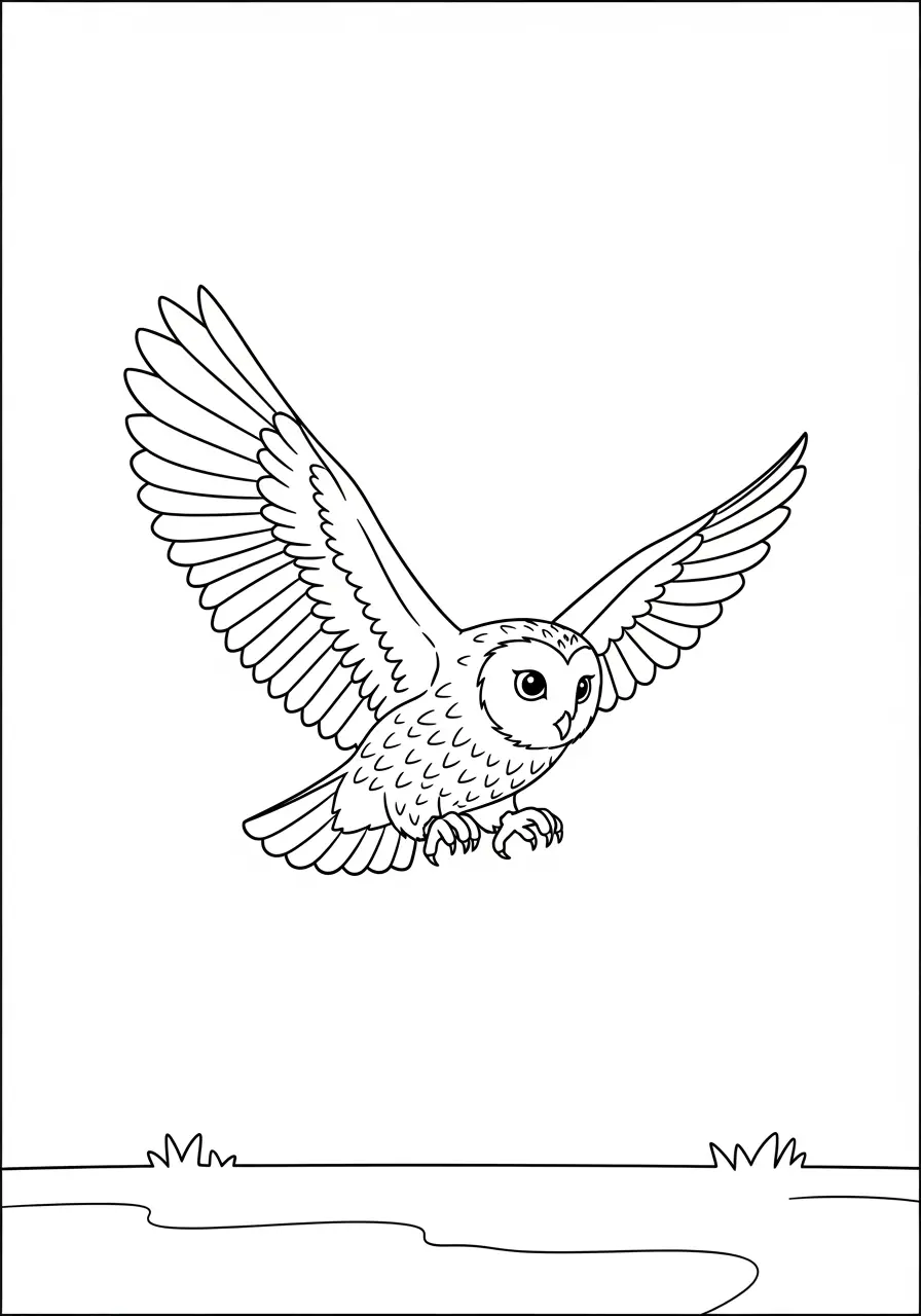 Flying Owl Coloring Page