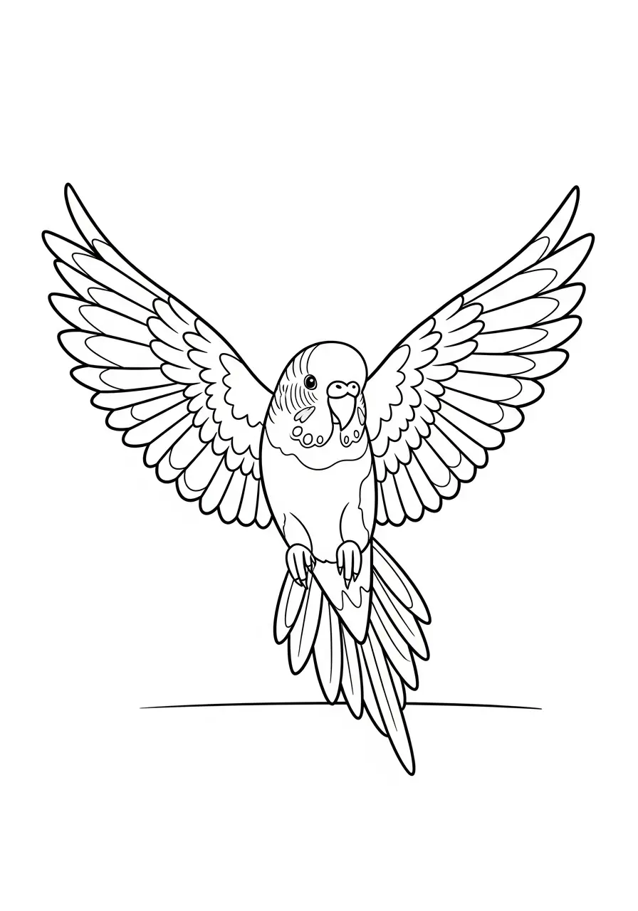 Flying Parakeet Coloring Page