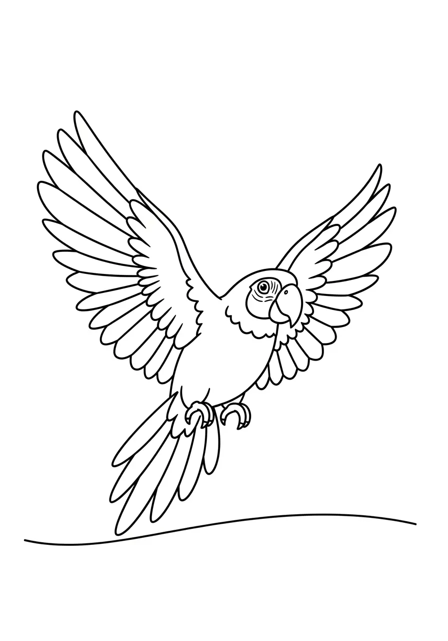 Flying Parrot Coloring Page