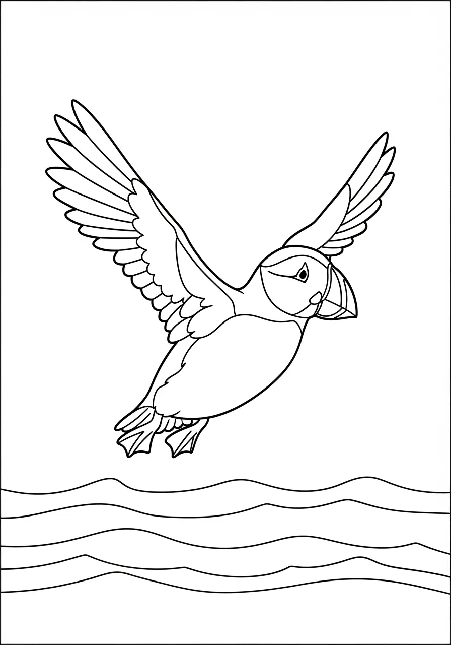 Flying Puffin Coloring Page