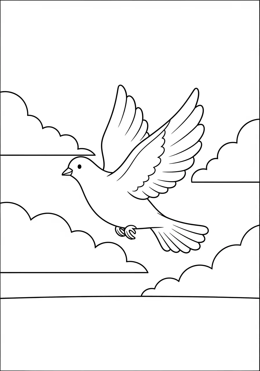 Flying White Dove Pigeon Coloring Page