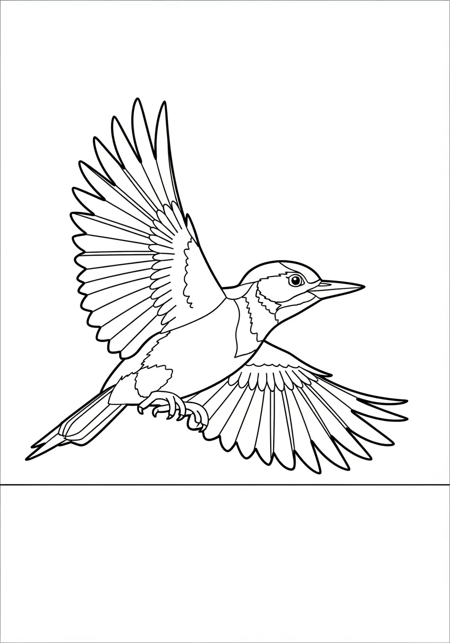 Flying Woodpecker Coloring Page