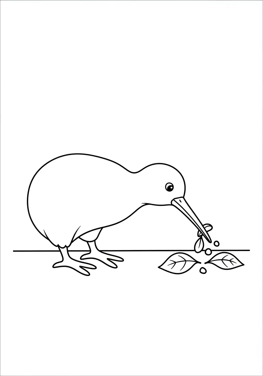 Foraging Kiwi Bird Coloring Page
