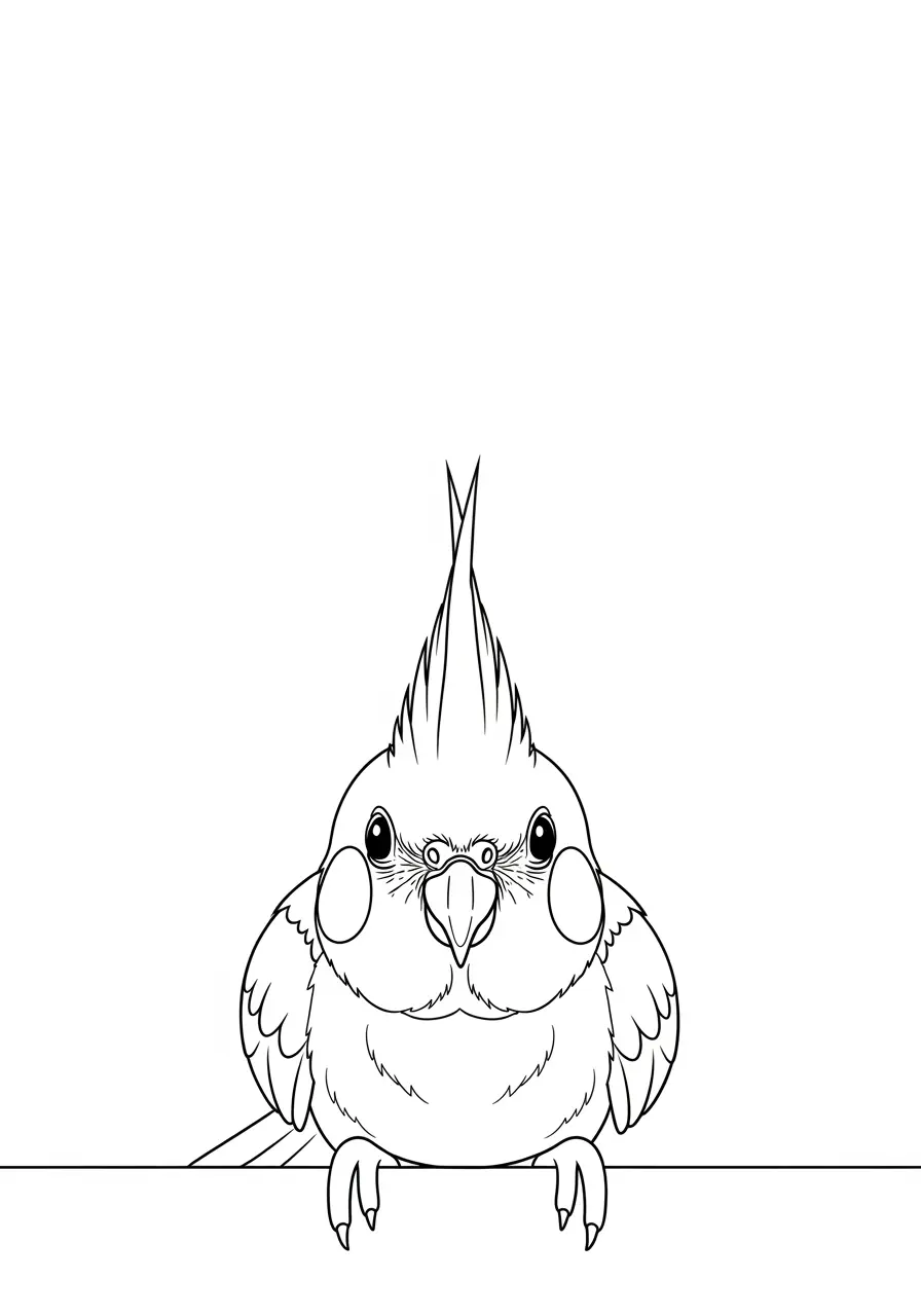 Friendly Cockatiel Coloring Page