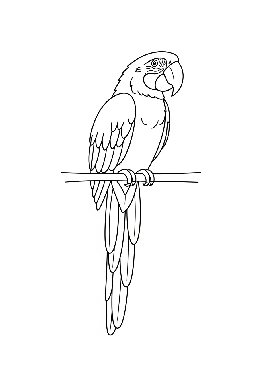 Friendly Macaw Parrot Coloring Page