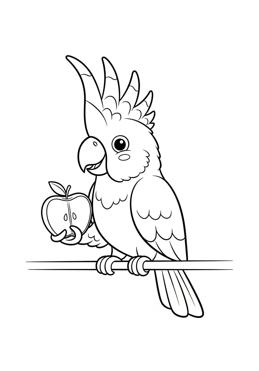 Fruit Eating Cockatoo Coloring Page