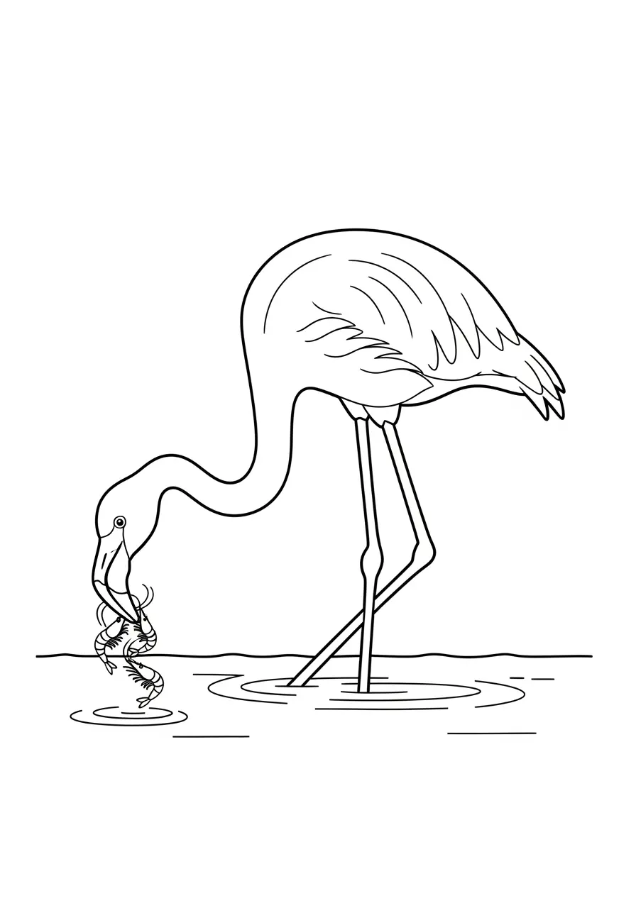 Fütternder Flamingo-Ausmalbild