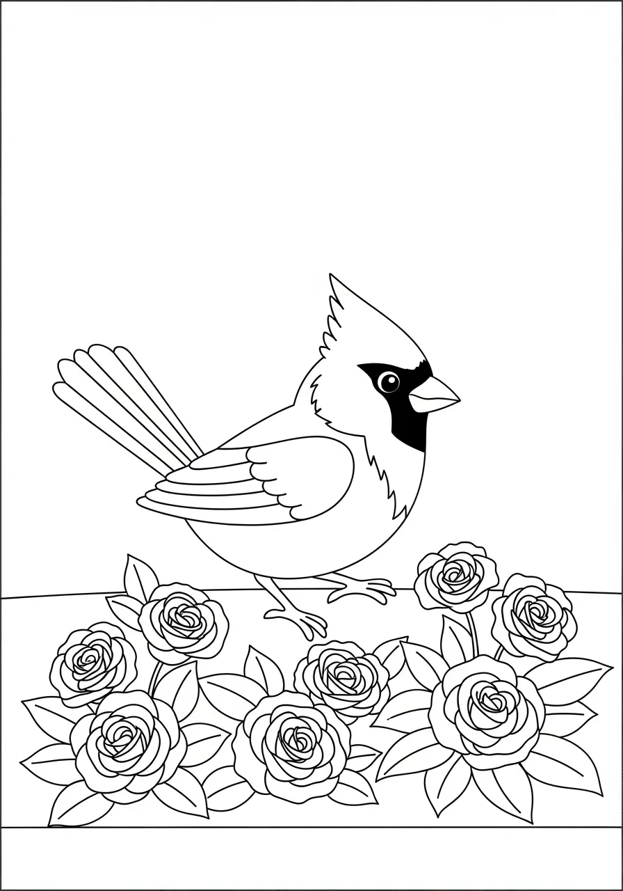 Garden Cardinal Coloring Page