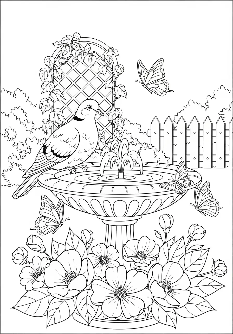 Garden Dove Coloring Page