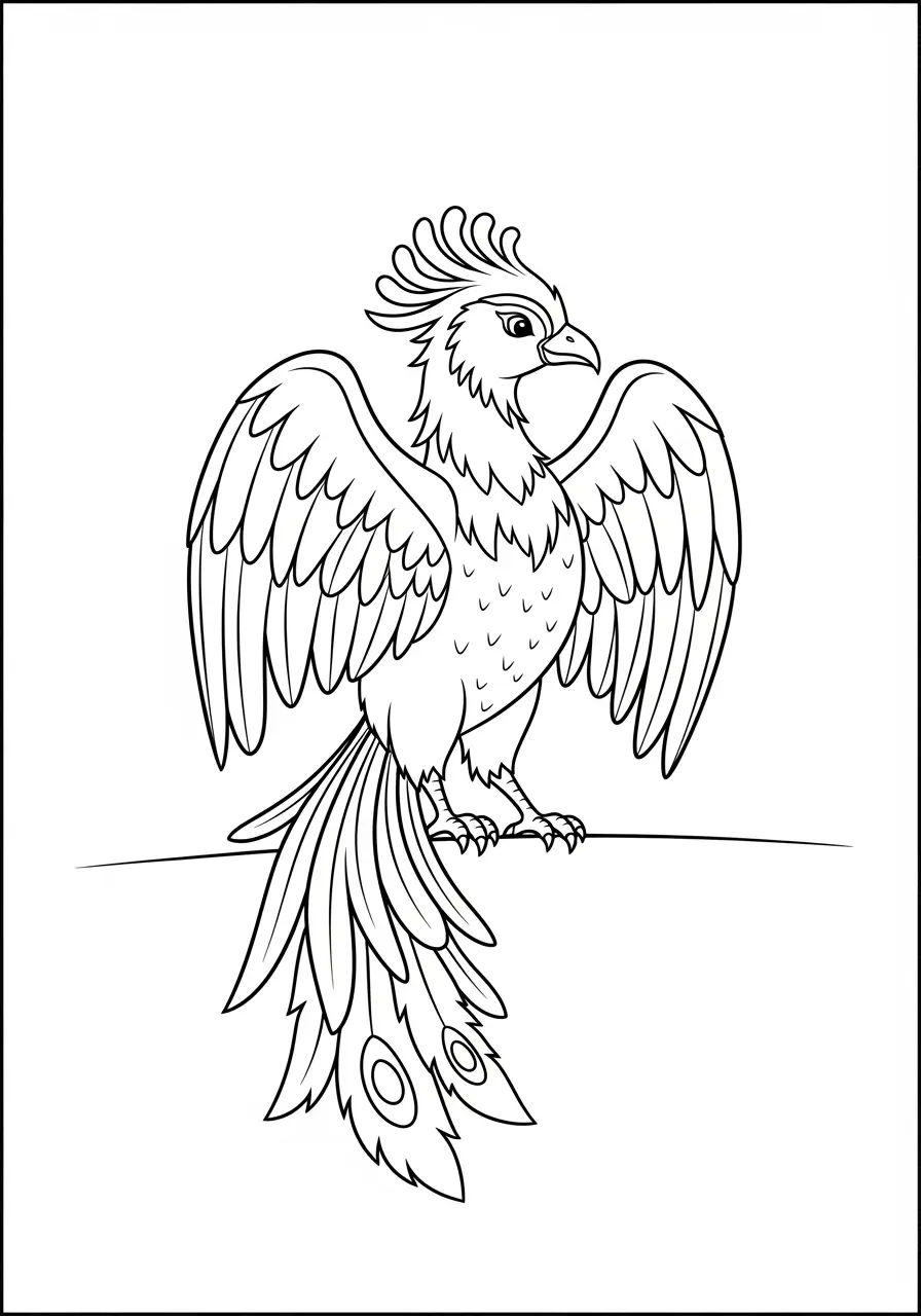 Golden Phoenix Coloring Page