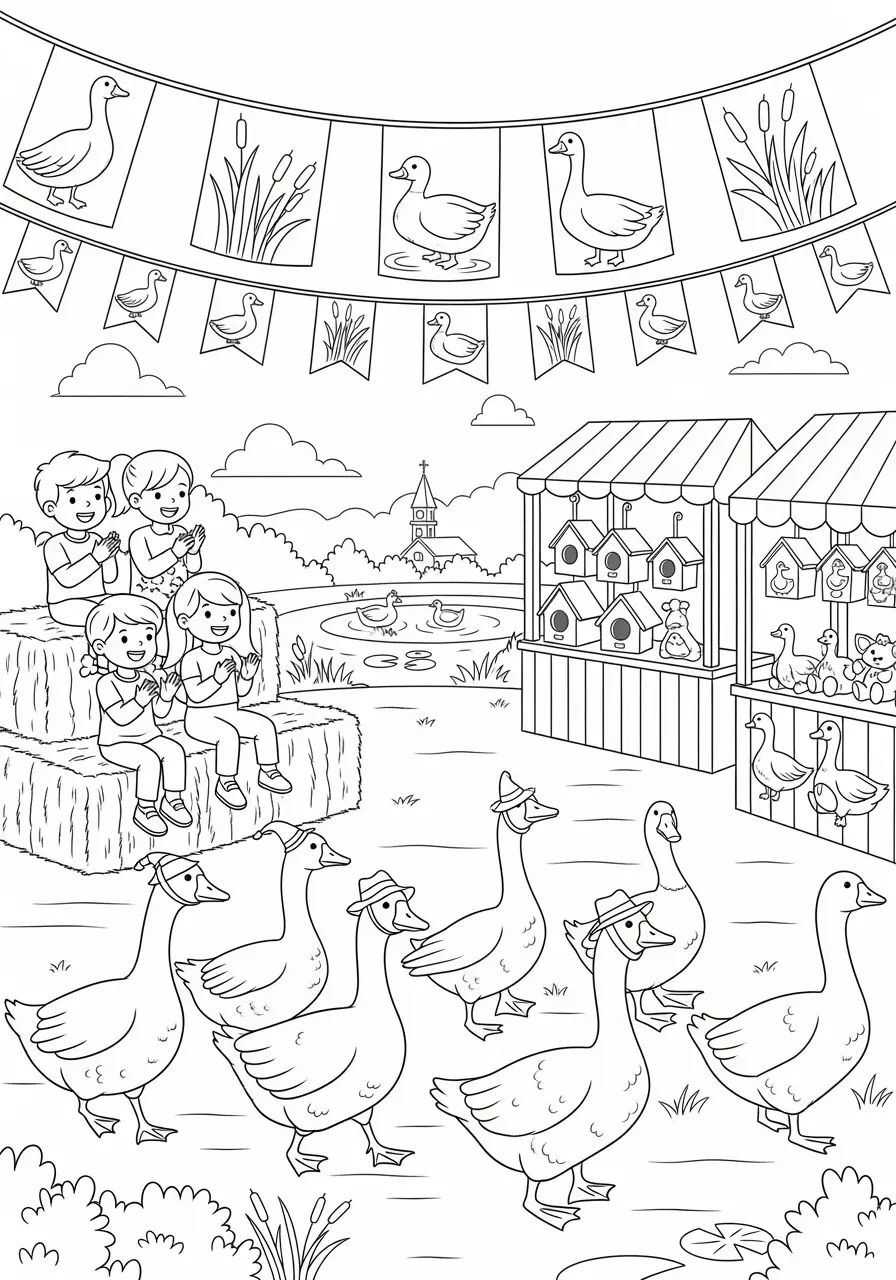 Goose Festival Celebration Coloring Page