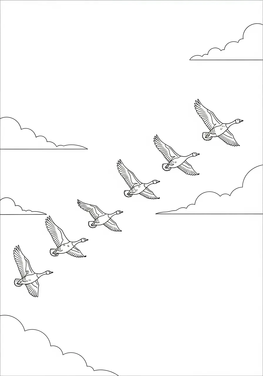 Goose Migration V-Formation Coloring Page