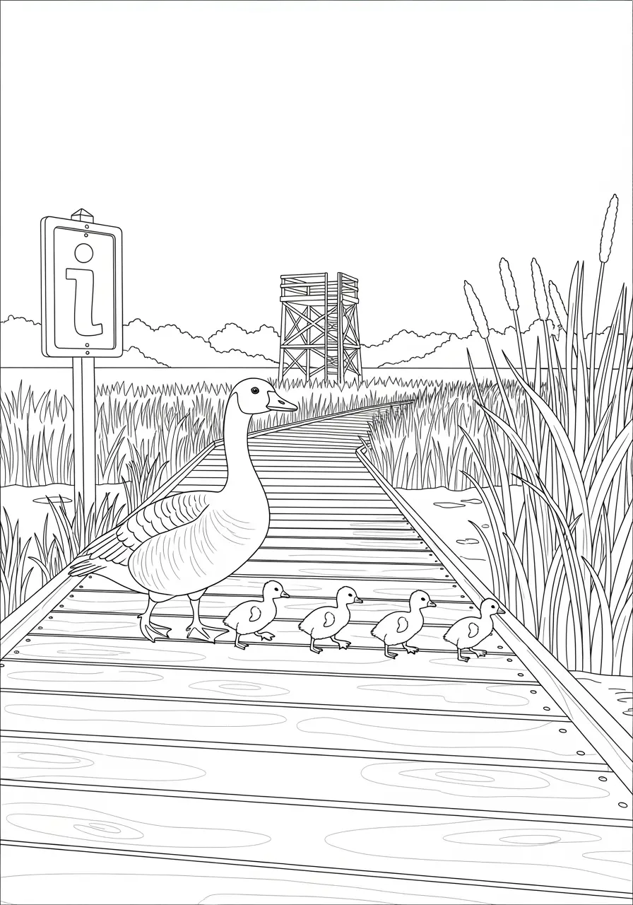 Goose Nature Trail Coloring Page