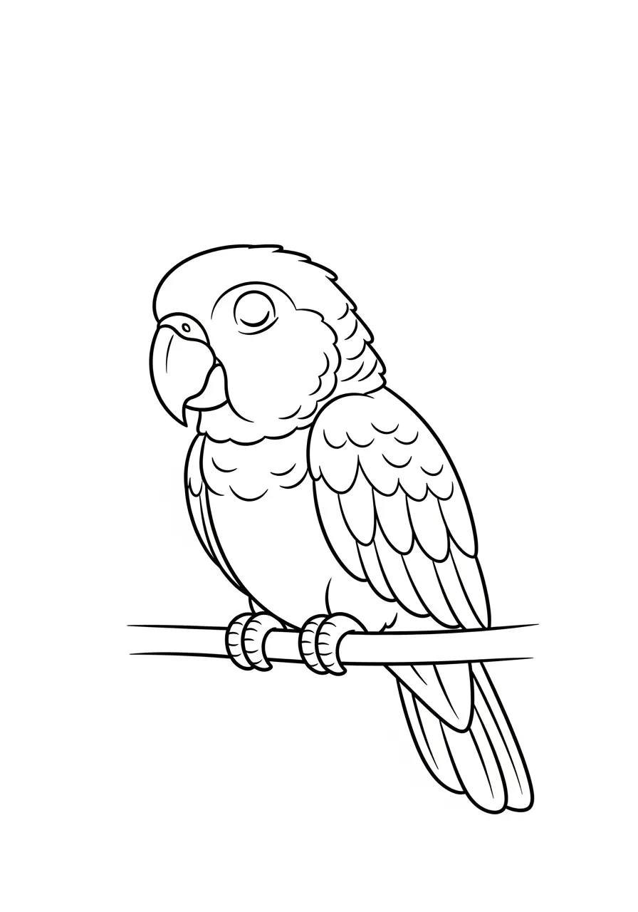 Green Amazon Parrot Coloring Page
