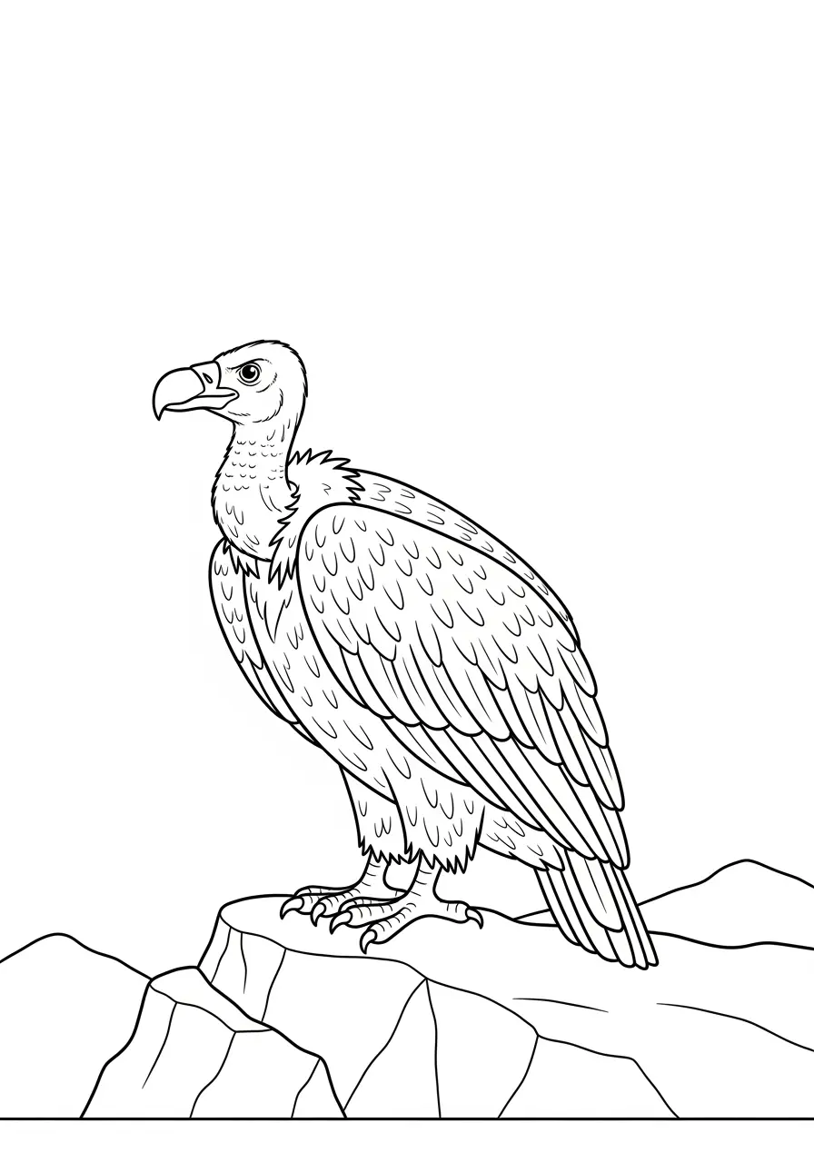 Griffon Vulture Coloring Page Mountain