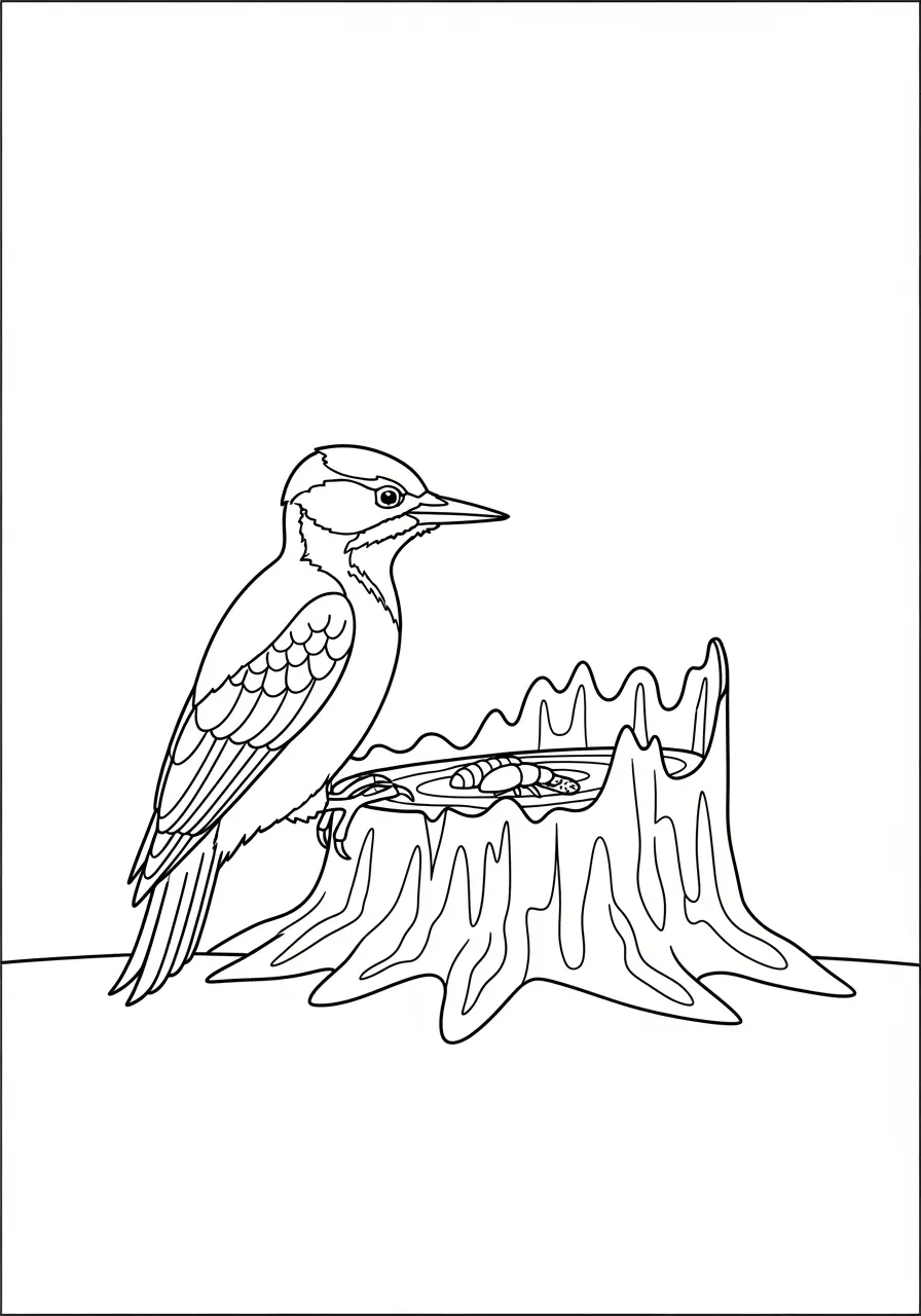 Hairy Woodpecker Coloring Page