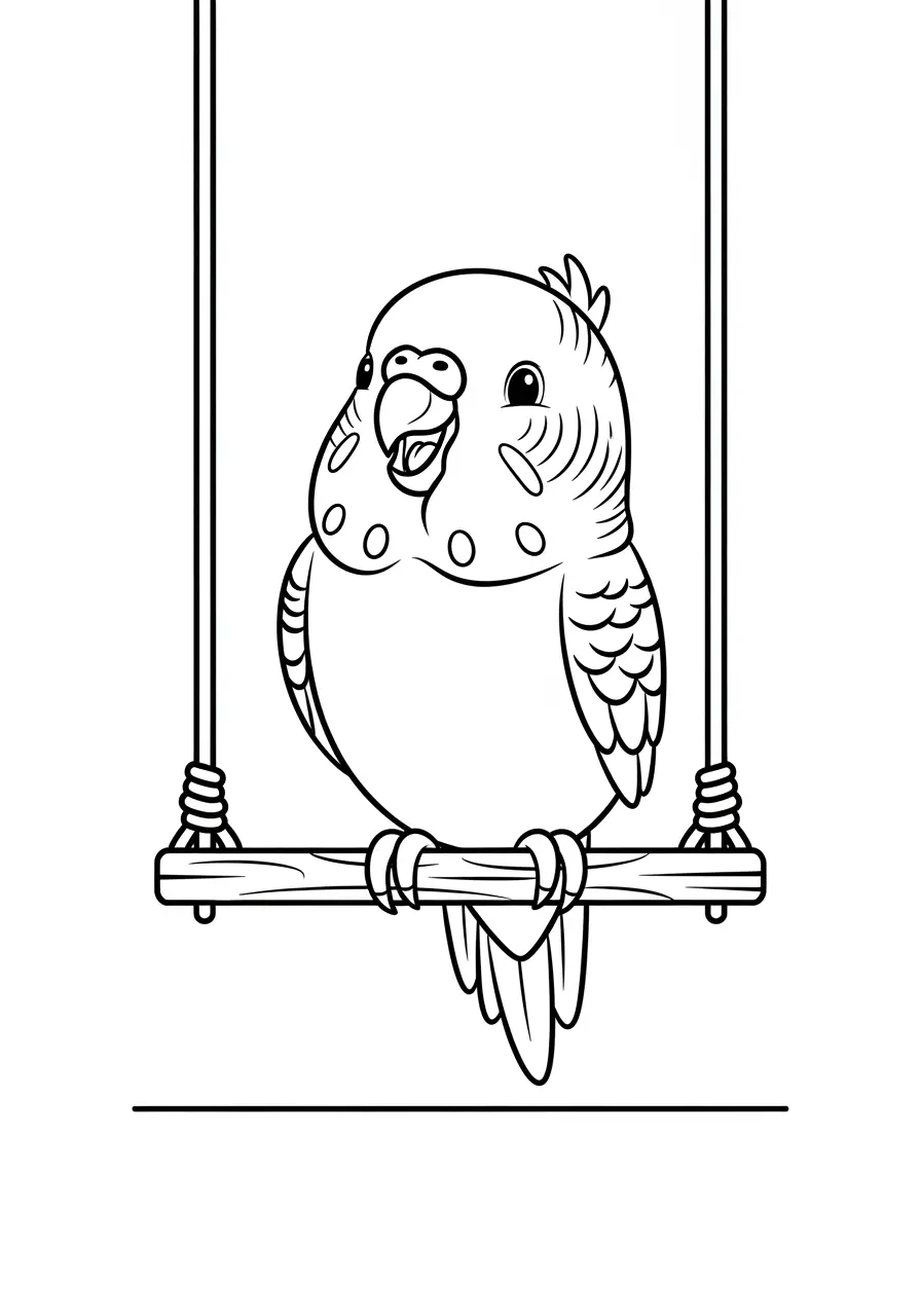 Happy Budgie Coloring Page