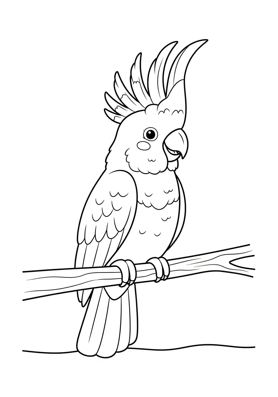 Happy Cockatoo Coloring Page