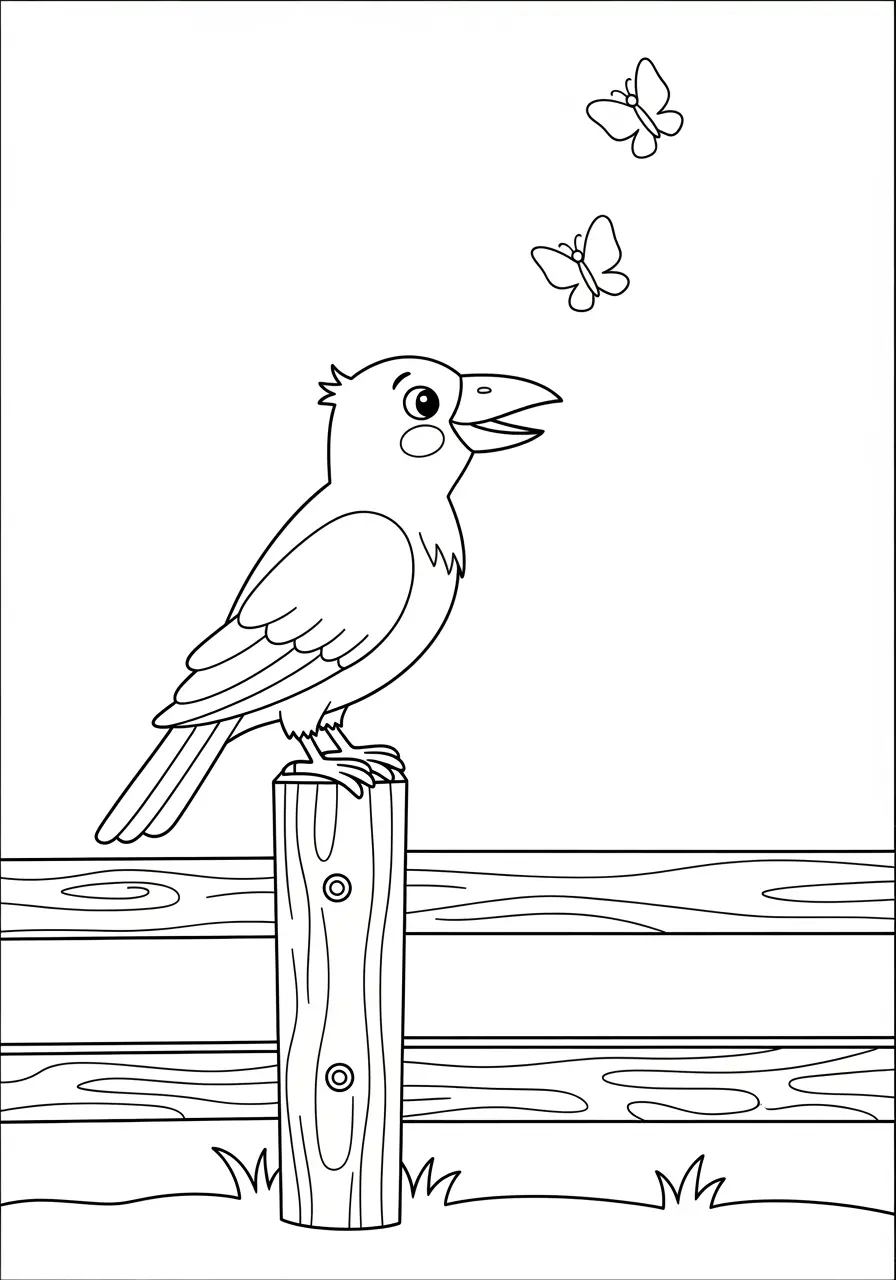 Happy Crow Coloring Page