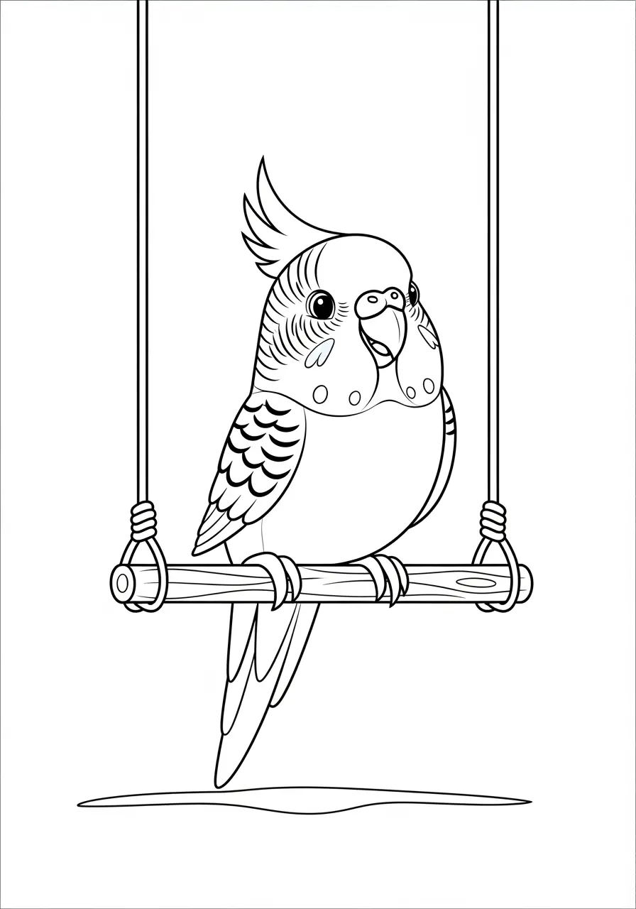 Happy Parakeet Coloring Page
