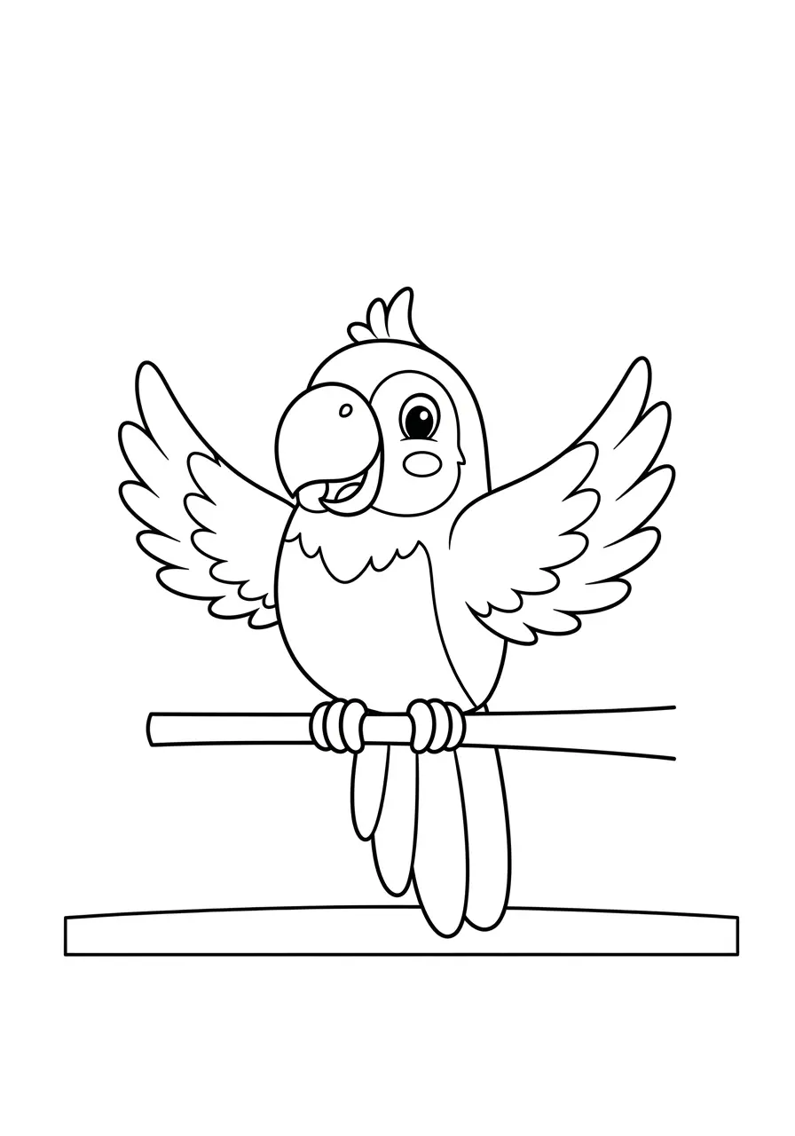 Happy Parrot Coloring Page