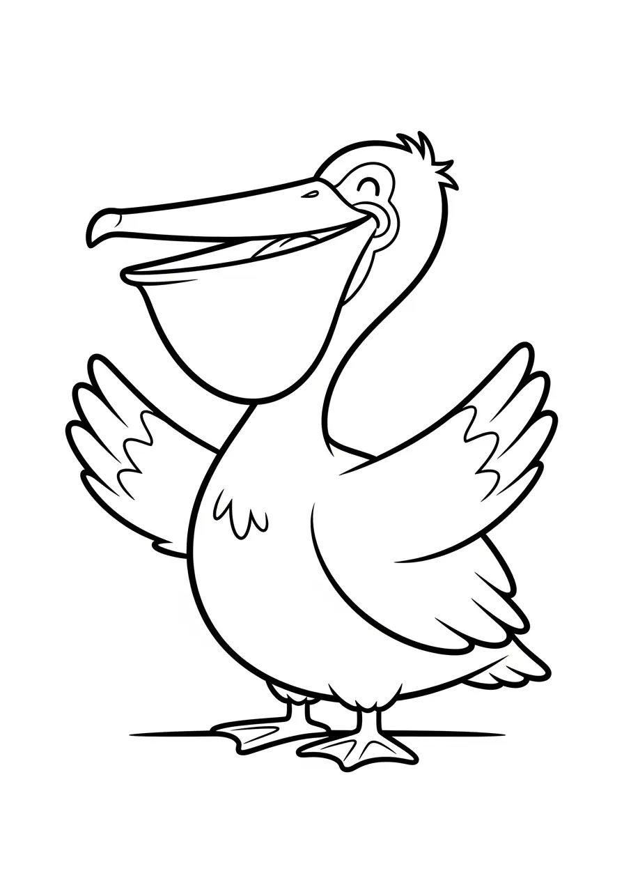 Happy Pelican Coloring Page
