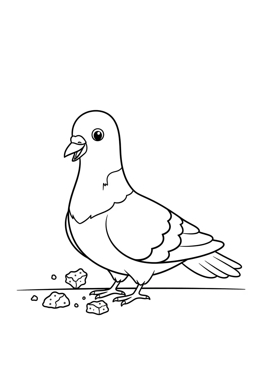 Happy Pigeon Feeding Coloring Page