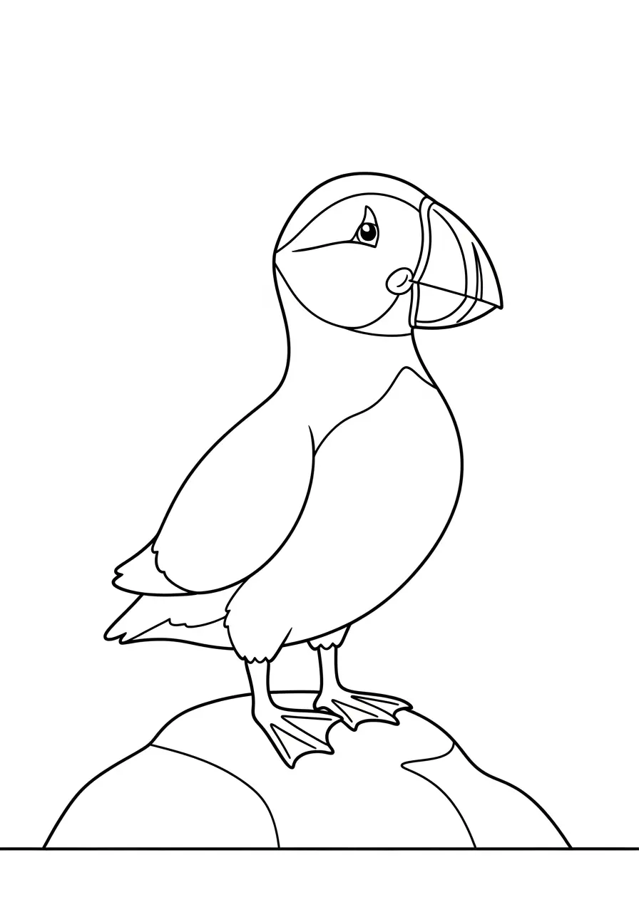Happy Puffin Coloring Page