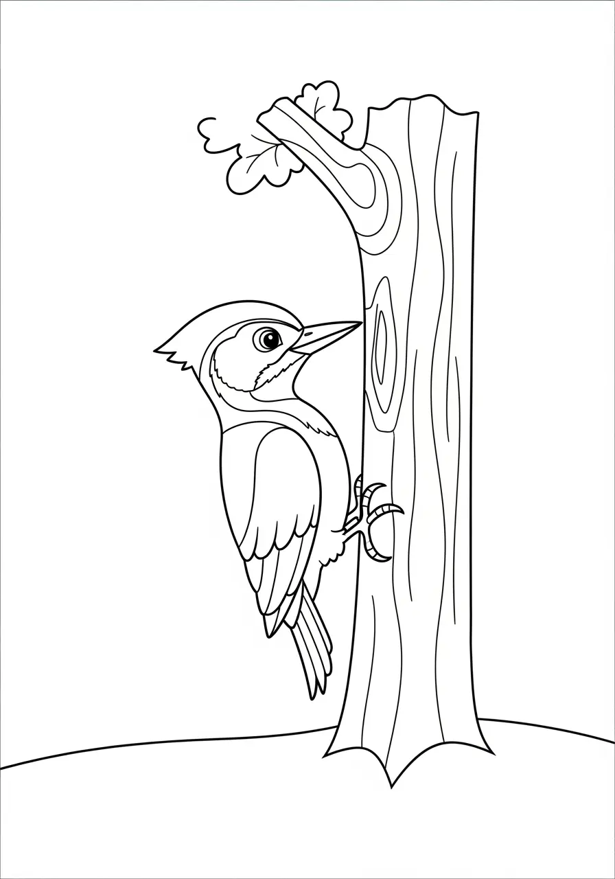 Happy Woodpecker Coloring Page