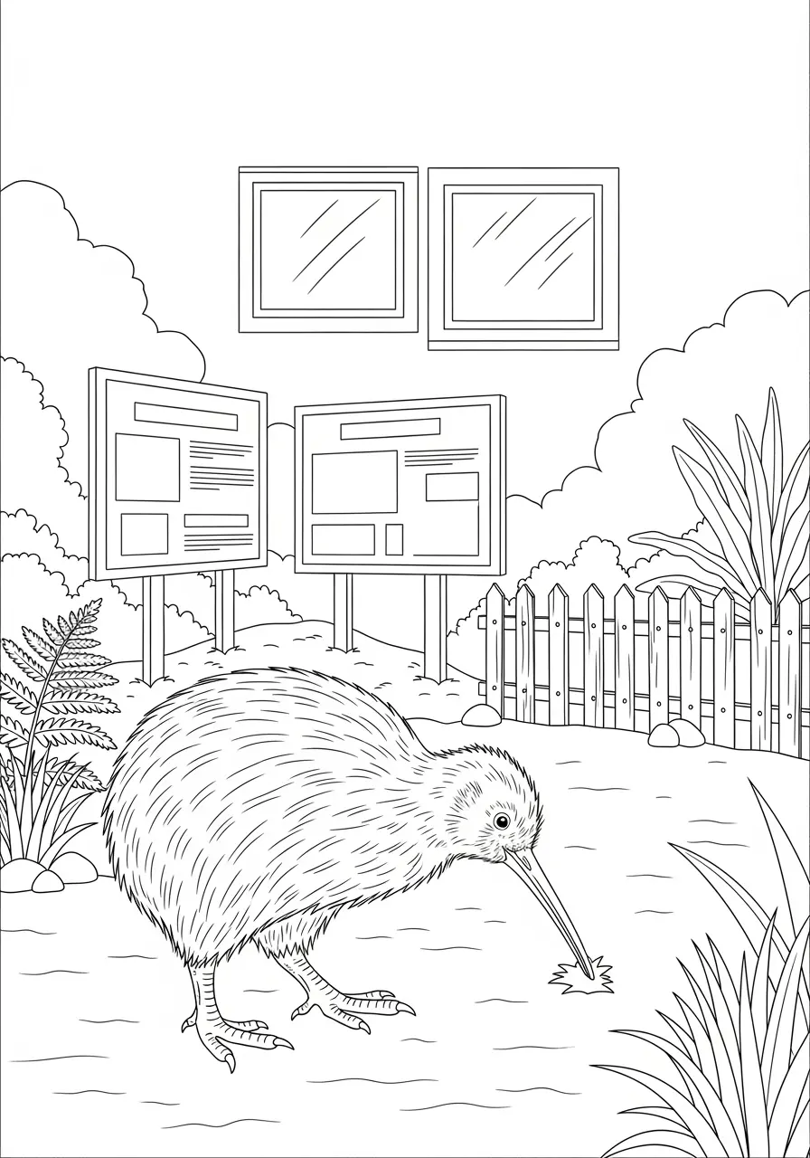 Kiwi Bird Conservation Center Coloring Page