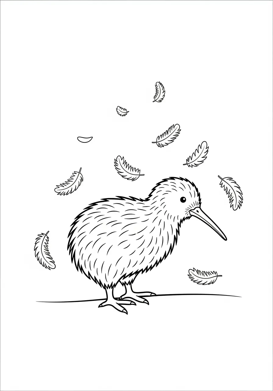 Kiwi Bird Feather Coloring Page