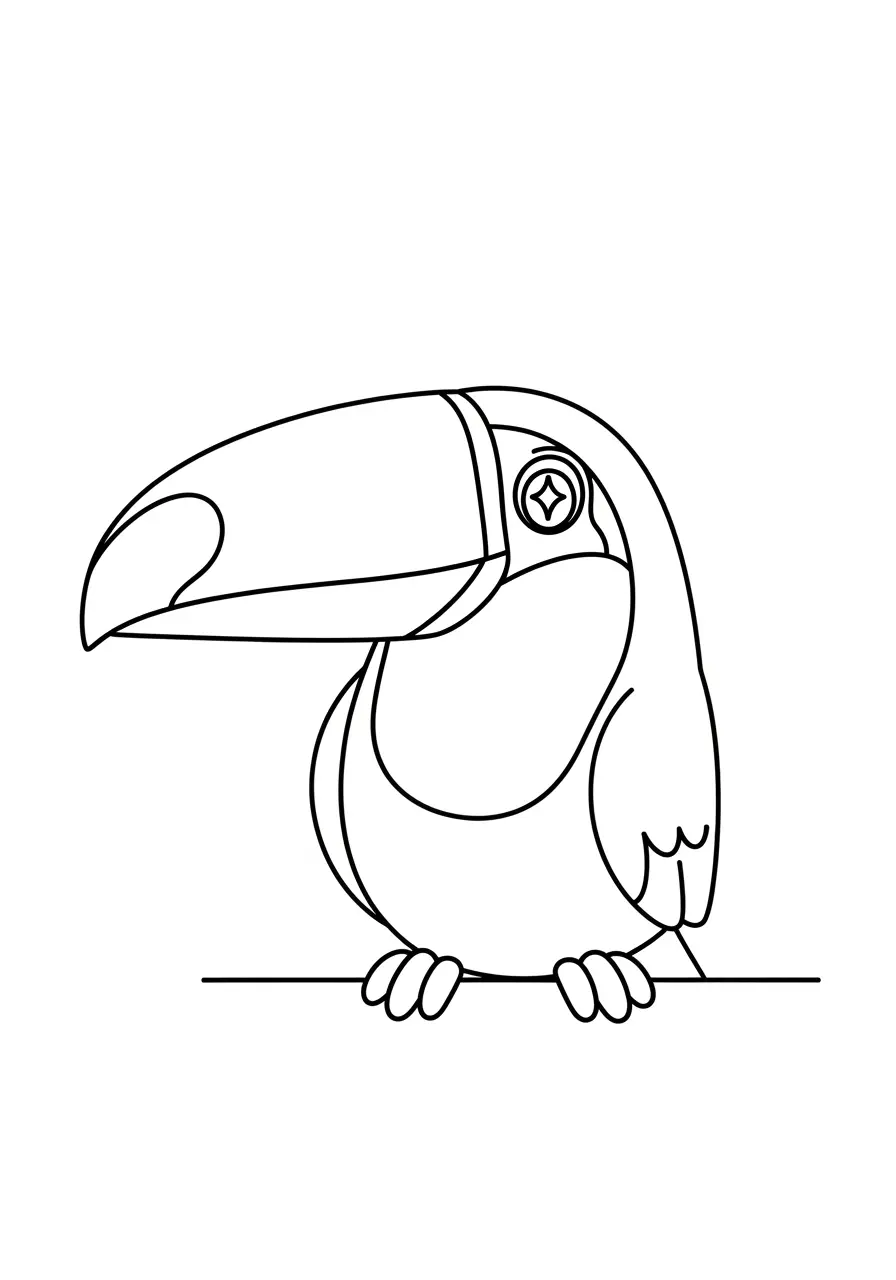 Lächelndes Tukan-Ausmalbild